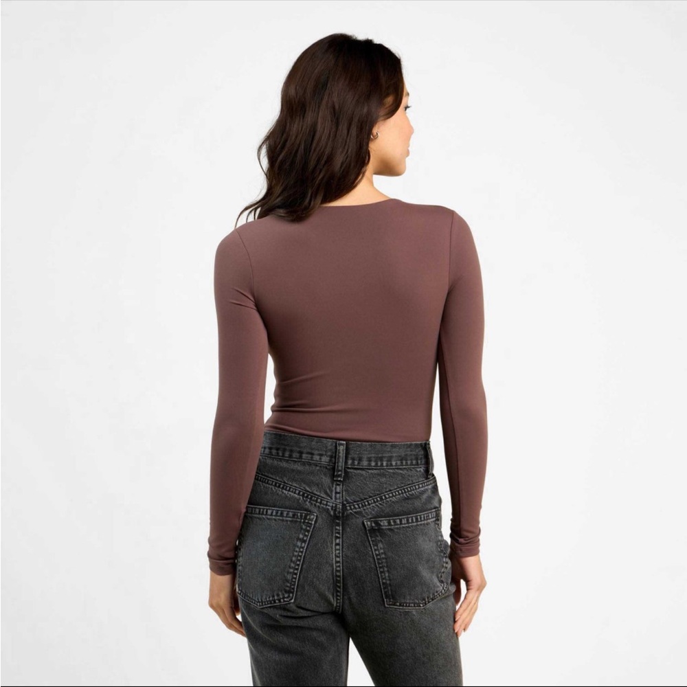 Nuuds Brown Fitted Long Sleeve Bodysuit - Picture 2 of 5
